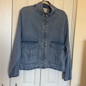 Denim Blue Women's Turtle Neck Zip Up